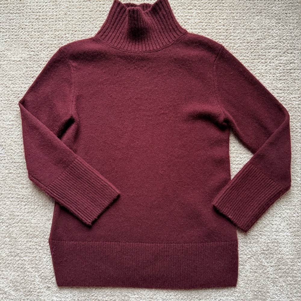 Vince Bordeaux Oversized Mockneck Tunic Sweater